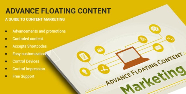 Advanced Floating Content WordPress Plugin interface showing floating banner and content management options