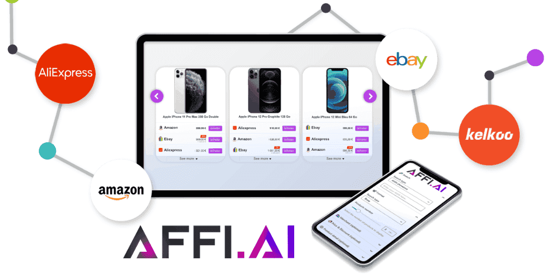 Affi.Ai WordPress affiliate marketing plugin dashboard with AI-powered product comparison and ratings display