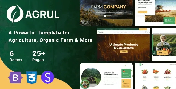 Agrul organic farm agriculture HTML template homepage design