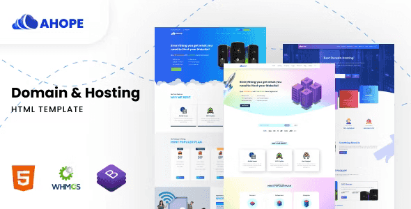 Ahope responsive HTML hosting website template homepage preview