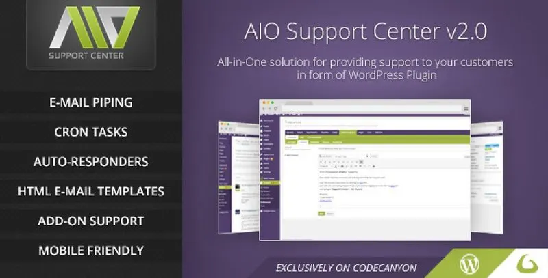 AIO Support Center WordPress ticketing system dashboard interface