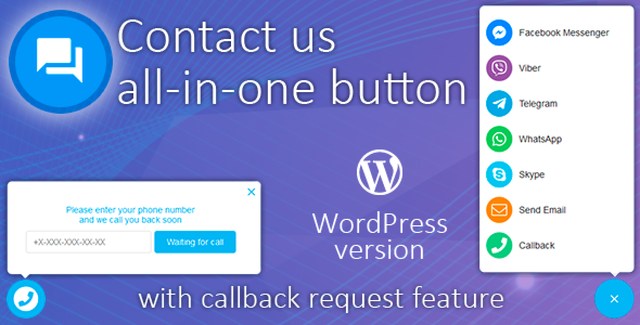 WordPress all-in-one support button with callback request widget