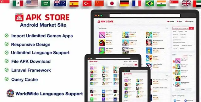 APKStore Android app market PHP script dashboard interface
