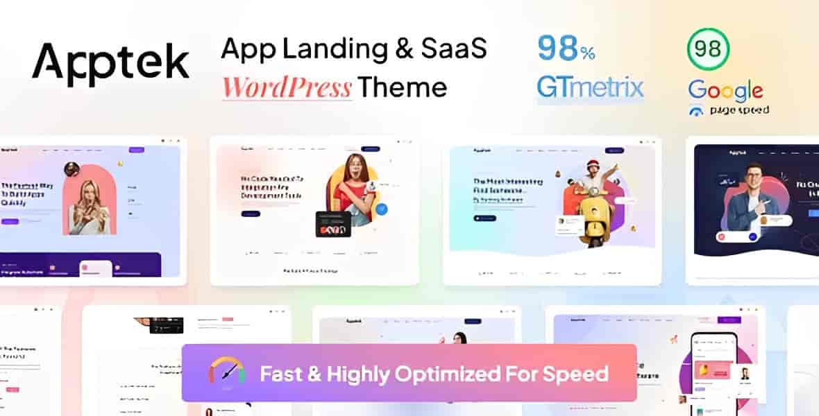 Apptek Elementor WordPress theme for SaaS and app startup websites
