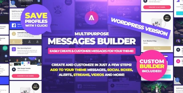 Asgard WordPress message and alert builder plugin interface showing customizable notification templates