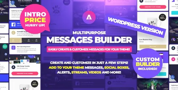 Asgard social media alerts and feed builder interface showing customizable templates for Facebook, Instagram, and Twitch