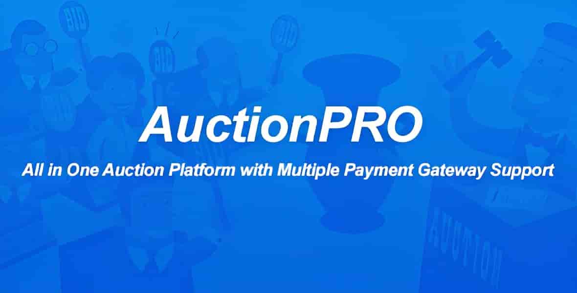 AuctionPRO PHP auction platform interface showing bidding and product listing features