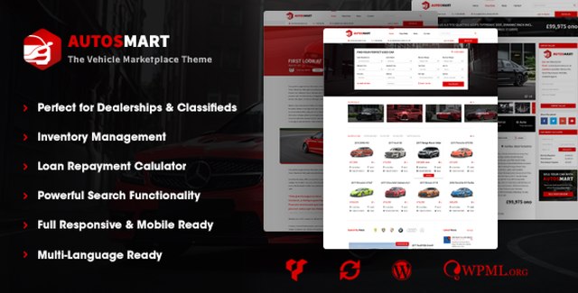 AutosMart automotive car dealer WordPress theme demo layouts