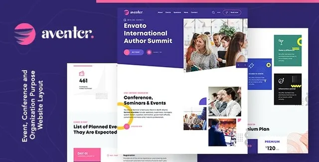 Aventer conferences and events WordPress theme demo preview