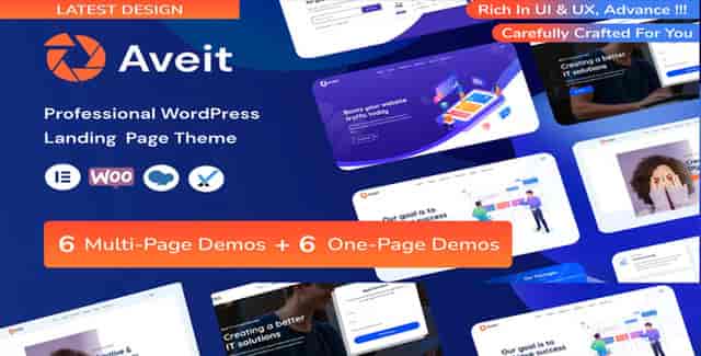 Aveti Elementor landing page WordPress theme demo layout preview