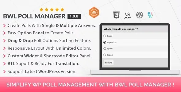 BWL Poll Manager WordPress plugin for creating unlimited custom polls