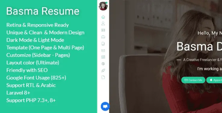Basma online resume CV builder PHP script with modern responsive portfolio design