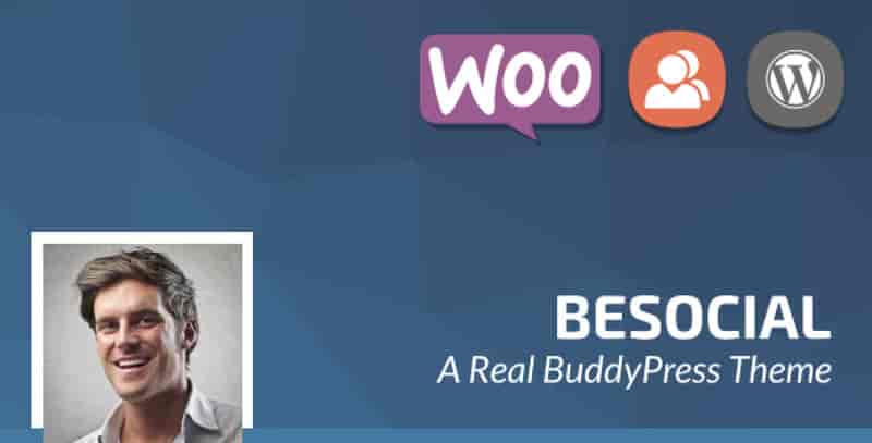 Besocial BuddyPress WordPress theme interface showing community features