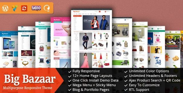 BigBazaar multipurpose WooCommerce theme dashboard preview