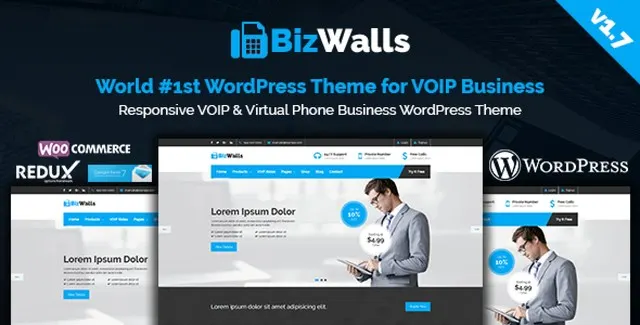 BizWalls responsive VoIP and virtual phone business WordPress theme