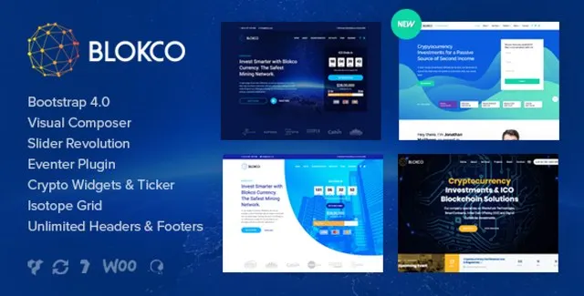 Blokco cryptocurrency and ICO WordPress theme demo preview