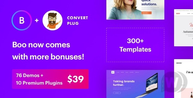 Boo multipurpose WordPress theme demo preview on laptop screen