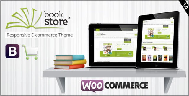Book Store responsive WooCommerce WordPress theme preview on desktop and mobile devices