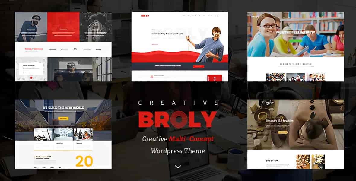 Broly creative multi-concept WordPress theme demo layouts showcase
