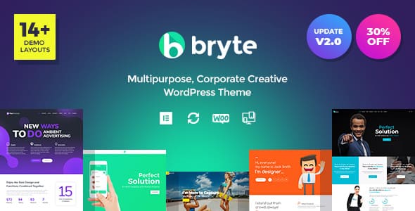 Bryte multipurpose business WordPress theme design preview
