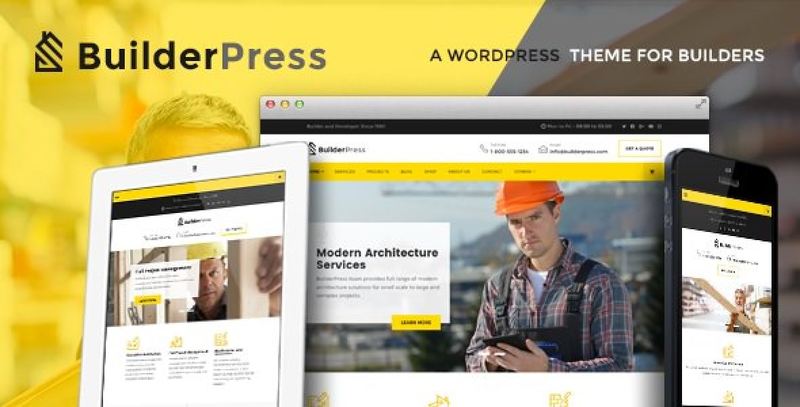 BuilderPress construction and architecture WordPress theme demo preview