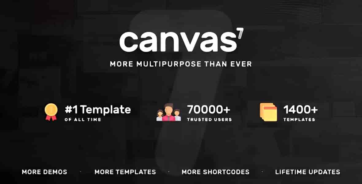 Canvas multi-purpose Bootstrap 5 HTML5 template showcasing dark mode design with multiple website demo layouts