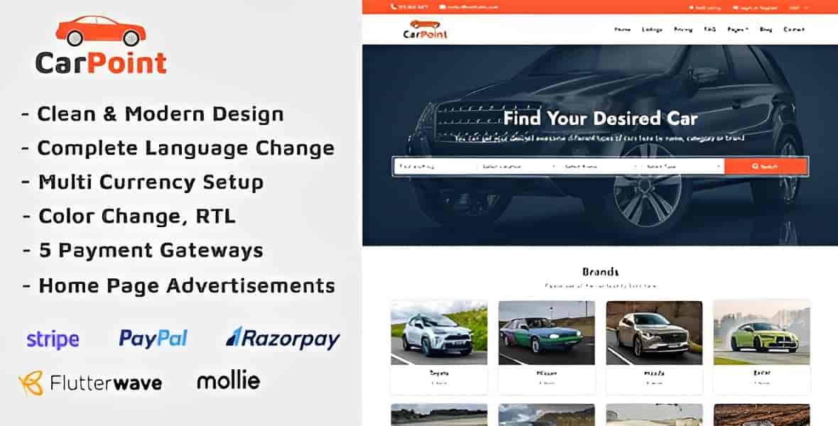 CarPoint Laravel car listing directory script dashboard interface