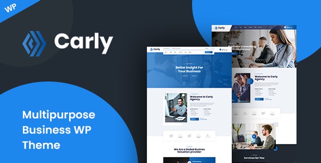 Carly multipurpose business WordPress theme demo preview on desktop and mobile