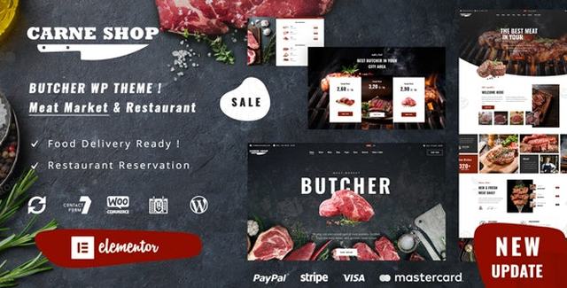 Carne WordPress theme demo showcasing a modern butcher shop and meat restaurant website design