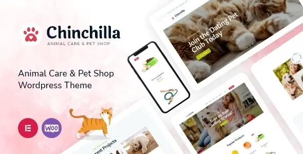 Chinchilla WordPress theme preview for pet shops and veterinary clinics