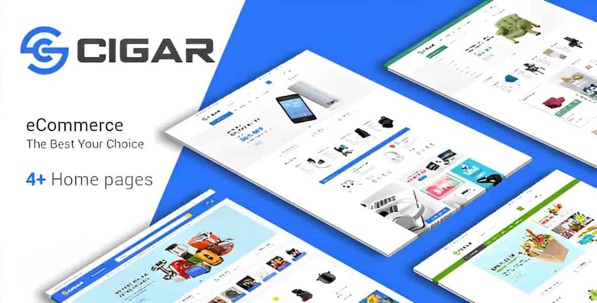 Cigar HTML5 e-commerce template preview for Elementor PRO online stores