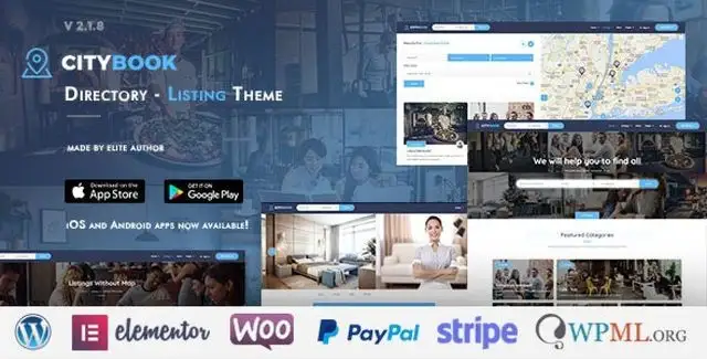 CityBook directory listing WordPress theme homepage preview