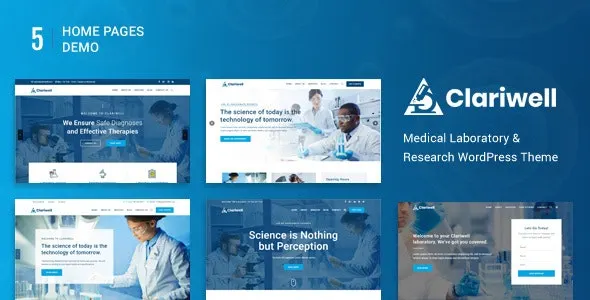 Clariwell medical laboratory WordPress theme homepage preview