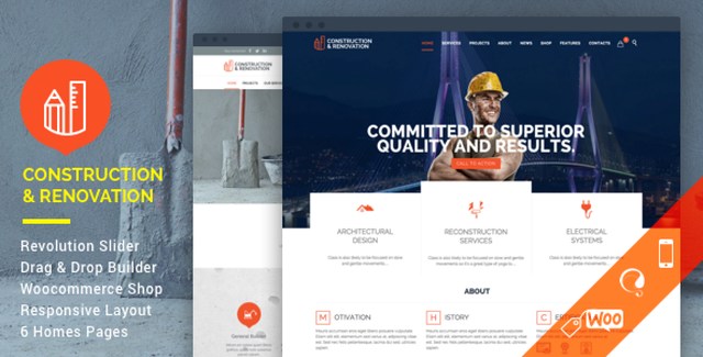 Construction Building Company WordPress theme preview