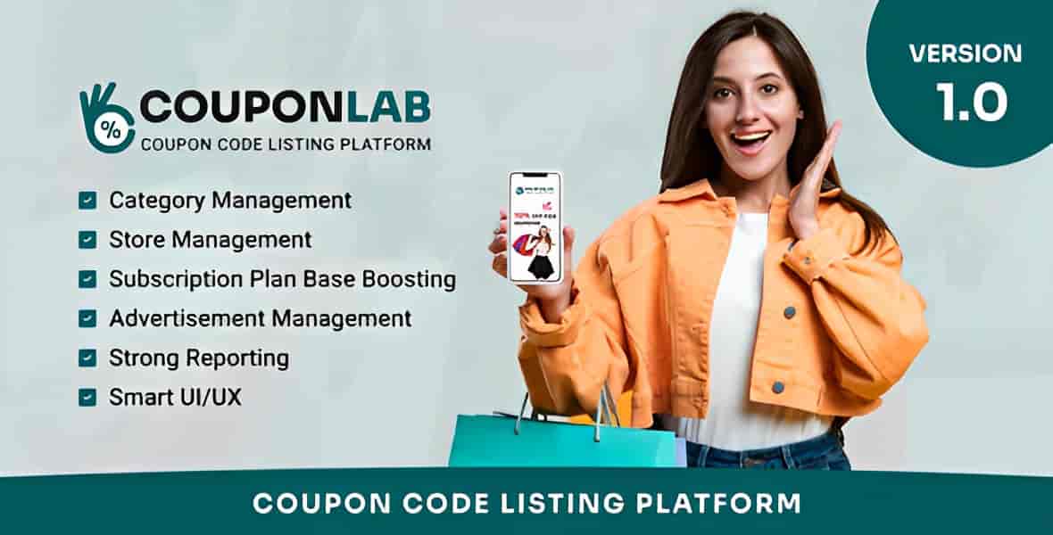 CouponLab coupon listing platform PHP script dashboard interface