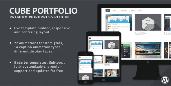 Cube Portfolio responsive WordPress grid plugin displaying filterable content
