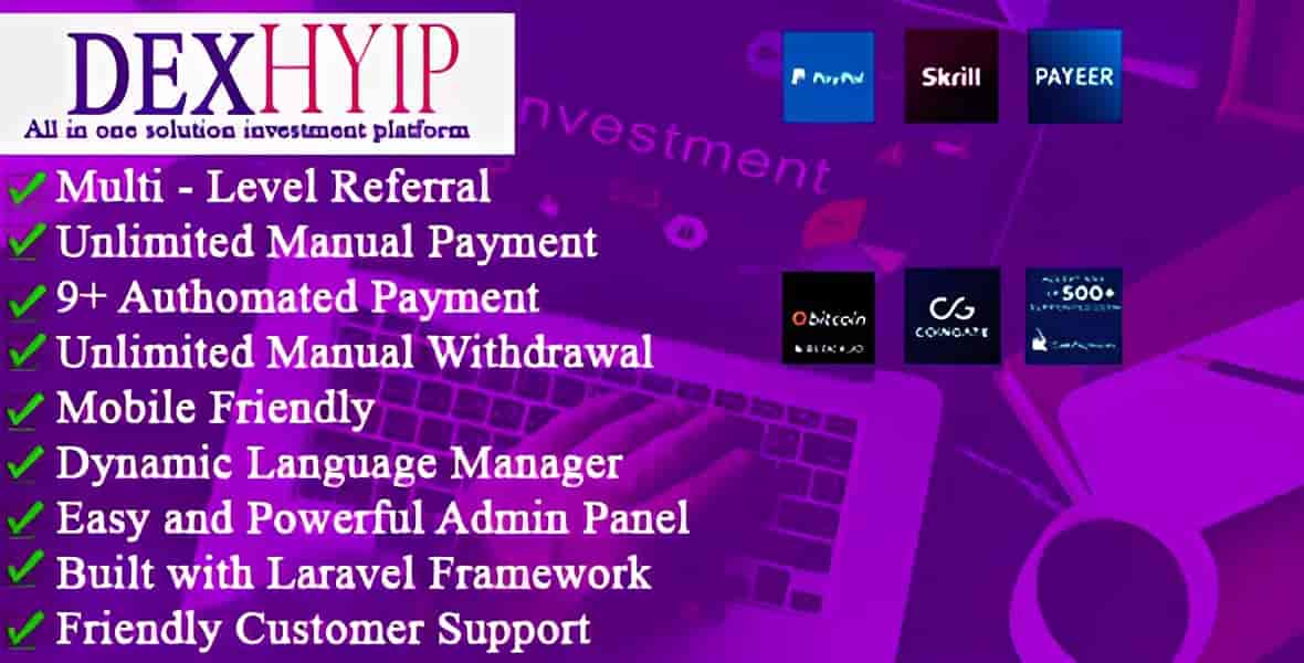 DEXHYIP investment platform PHP script admin dashboard interface