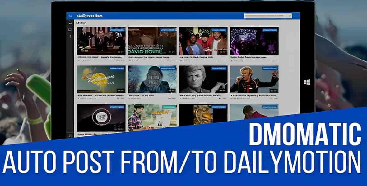 DMomatic Dailymotion WordPress plugin interface showing automatic video post import and publishing