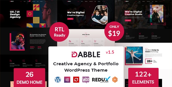 Dabble creative agency and portfolio WordPress theme demo preview