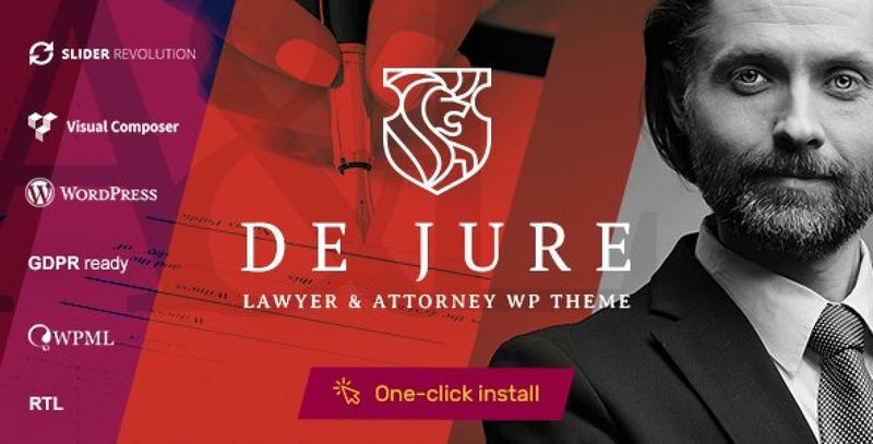 De Jure attorney and lawyer WordPress theme website preview