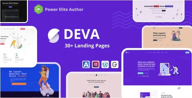 Deva technology WordPress theme screenshot showcasing modern SaaS website layout