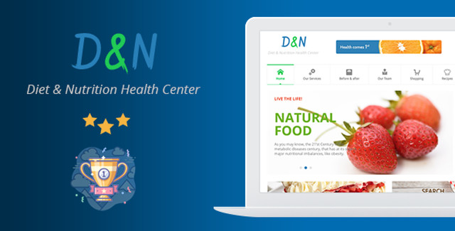 Diet and Nutrition Health Center WordPress theme preview showing a clean and modern health website design