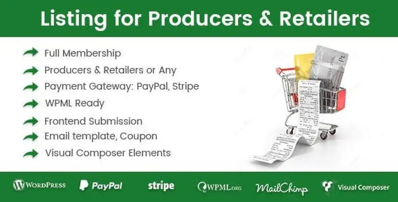 Producer and retailer directory listing WordPress plugin interface