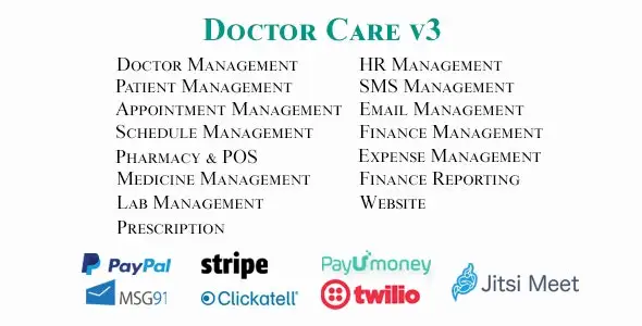 Doctor Care medical practice management PHP script dashboard for diagnostic centers and clinics