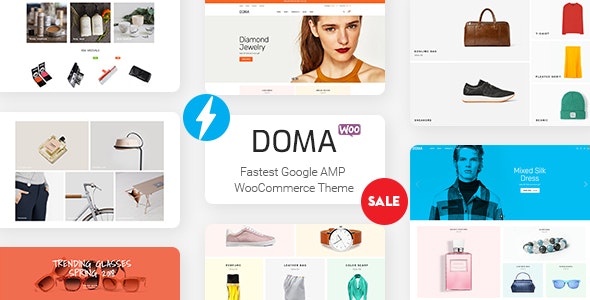 Doma Google AMP WooCommerce Theme dashboard and mobile preview