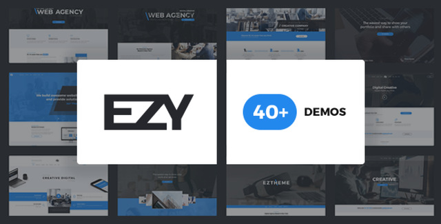 EZY corporate WordPress theme preview showcasing responsive multi-purpose design