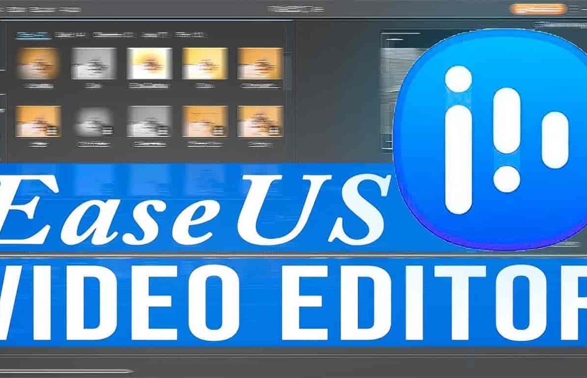 EaseUS Video Editor interface showing video editing timeline and effects panel on Windows