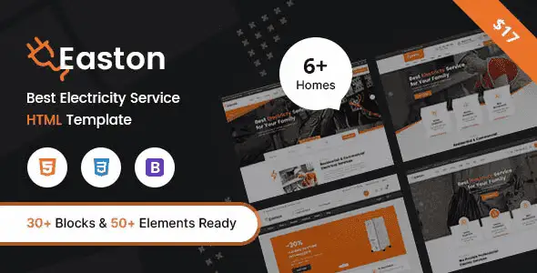Easton electrician website HTML template responsive design preview
