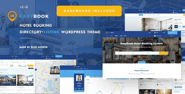 EasyBook directory and listing WordPress theme homepage preview with Elementor PRO