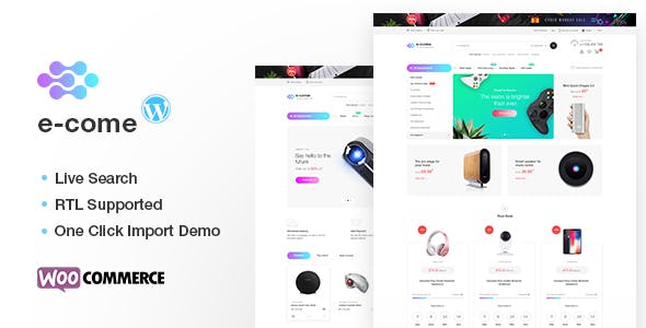 Ecome WooCommerce theme demo showcasing an electronics store layout
